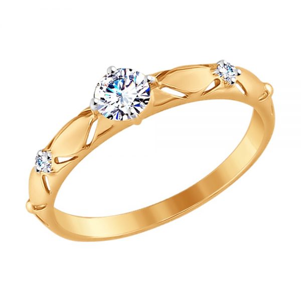 Auksinis žiedas su cirkoniais 16,5 dydis