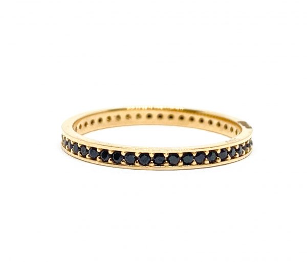 Auksinis žiedas su juodais cirkoniais 17, 5 dydis