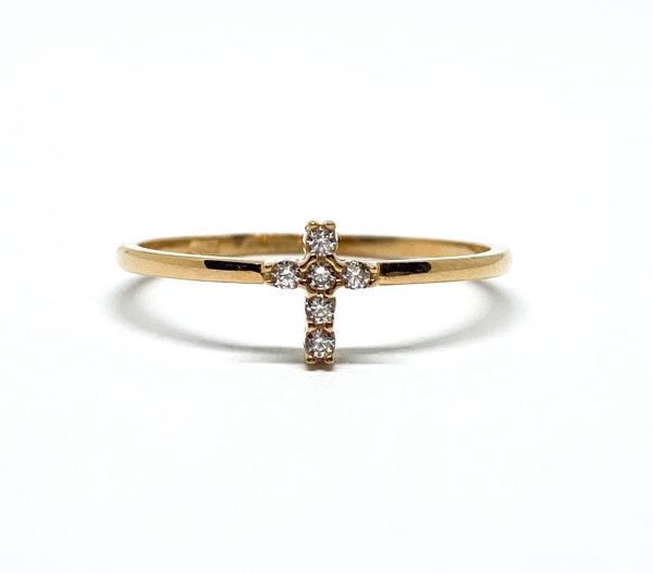 Auksinis žiedas su kryželiu 17 dydis