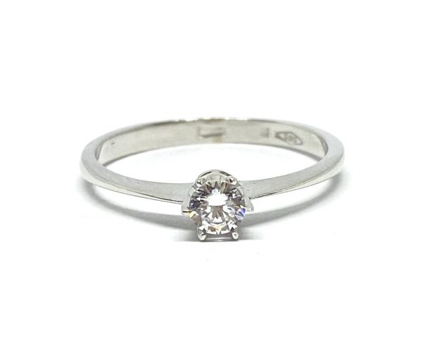 Balto aukso žiedas su cirkoniu 16 dydis
