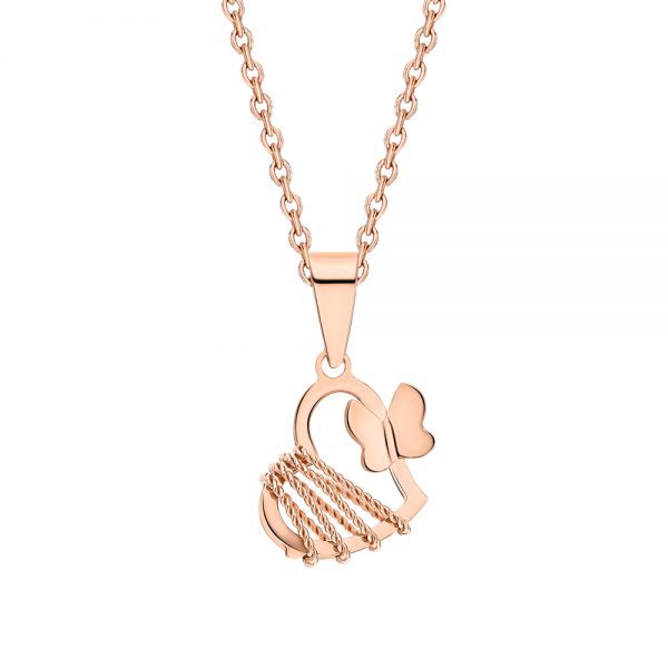 Auksinis pakabukas "Širdelė su drugeliu"