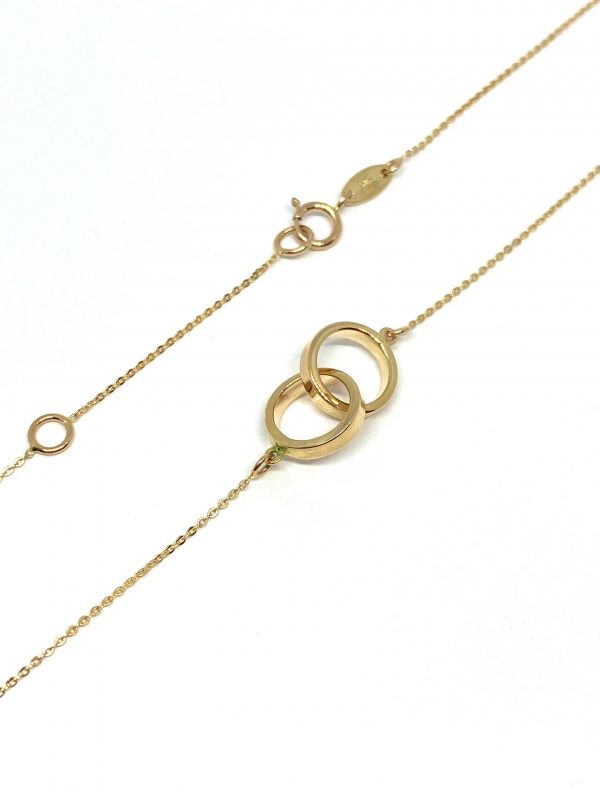 Auksinė grandinėlė su pakabuku "Du žiedai"