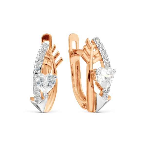 Karatov auksiniai auskarai "Širdelė" su cirkoniais