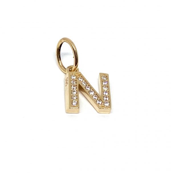 Auksinė raidė su cirkoniu "N"