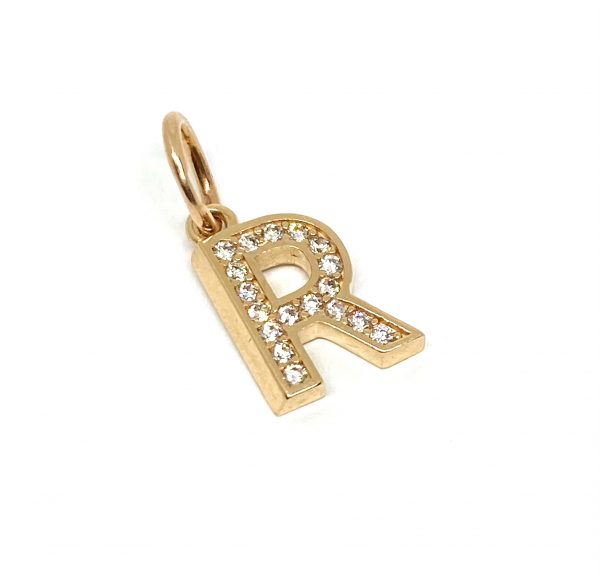 Auksinė raidė su cirkoniu "R"