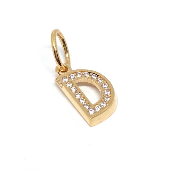 Auksinė raidė su cirkoniu "D"