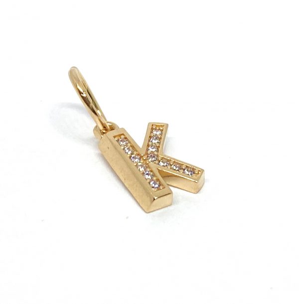 Auksinė raidė su cirkoniu "K"