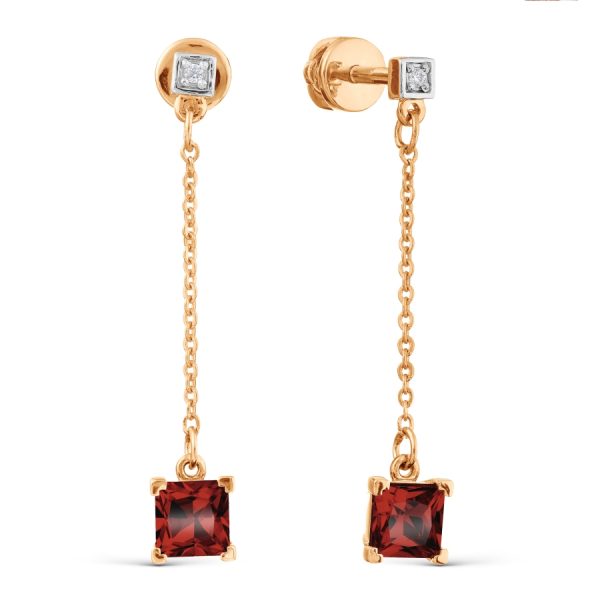 Karatov auksiniai vinukai su granatu ir cirkoniais