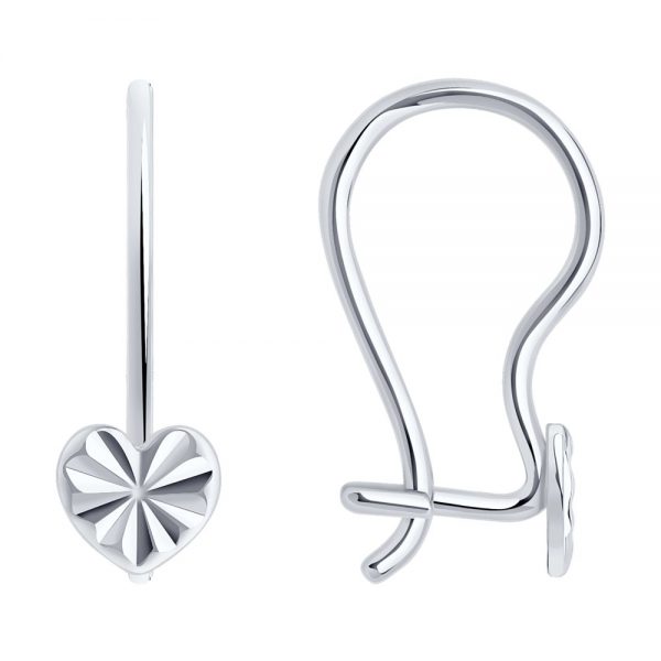 Sokolov sidabriniai užsegami kabliukai "Širdelė"