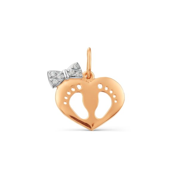 Karatov auksinis pakabukas "Pėdutės su kaspinėliu"