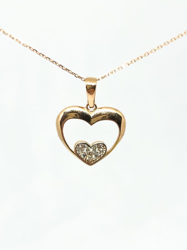 Auksinis pakabukas "Širdelė" su cirkoniais