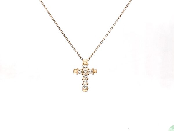 Auksinė grandinėlė su kryželiu su cirkoniais