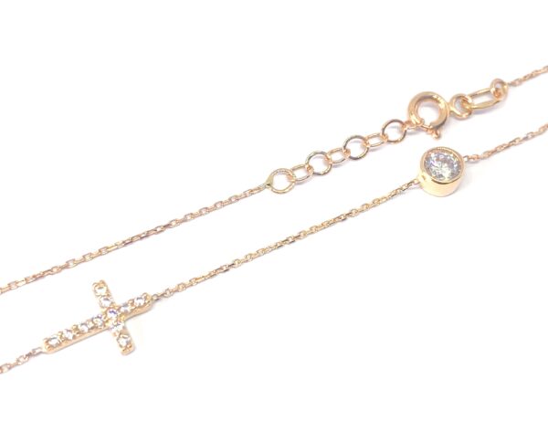 Auksinė apyrankė su kryželiu ir cirkoniu 16-18 cm