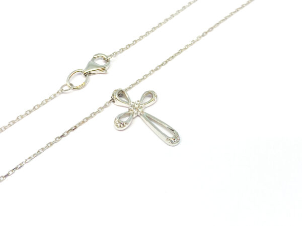 Balto aukso grandinėlė su kryželiu 44 cm