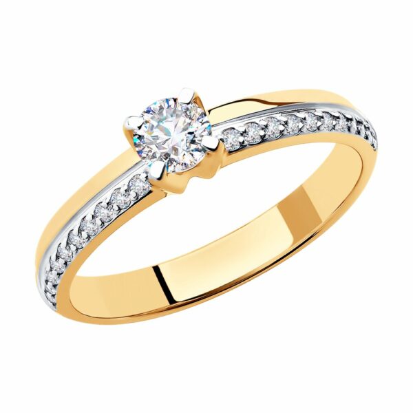 Auksinis žiedas su cirkoniais 17,5 mm