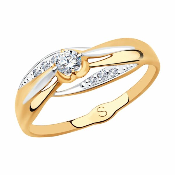 Auksinis žiedas su cirkoniais 16,5 dydis