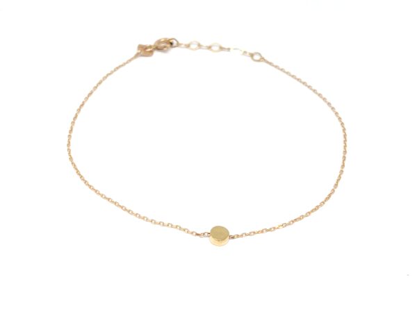 Minimalistinė auksinė apyrankė su apvaliu pakabuku 17-19 cm