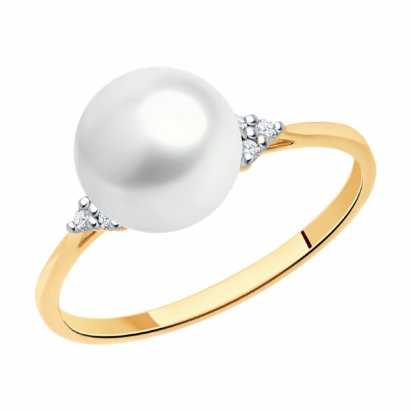 Auksinis žiedas su perlu 18,5 dydis