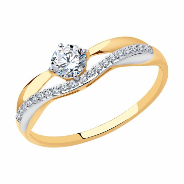 Auksinis žiedas su cirkoniais 17 dydis