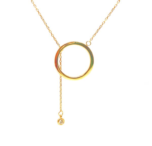 Auksinė grandinėlė su apvaliu pakabuku ir cirkoniu 40-44 сm