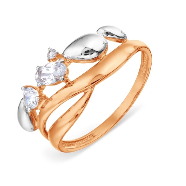 Auksinis žiedas su cirkoniais 17.5 dydis