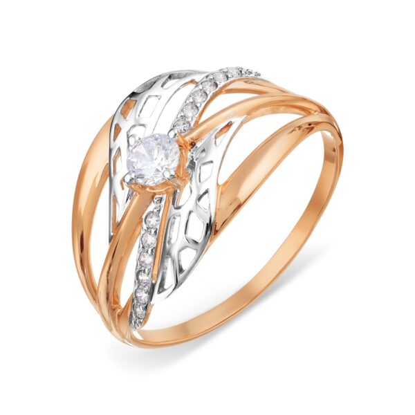 Auksinis žiedas su cirkoniais 17.5 dydis