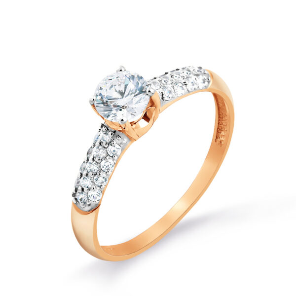 Auksinis žiedas su cirkoniais 16 dydis