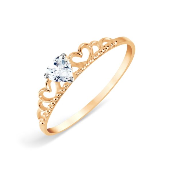 Auksinis žiedas "Karūna" su cirkoniu 17.5 dydis