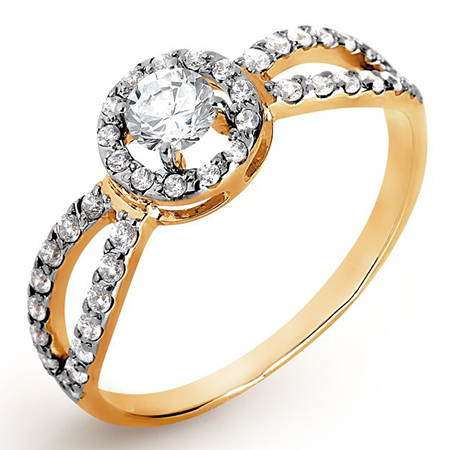 Auksinis žiedas su cirkoniais 17.5 dydis