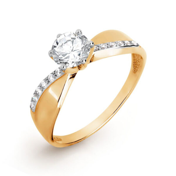 Auksinis žiedas su cirkoniais 17.5 dydis