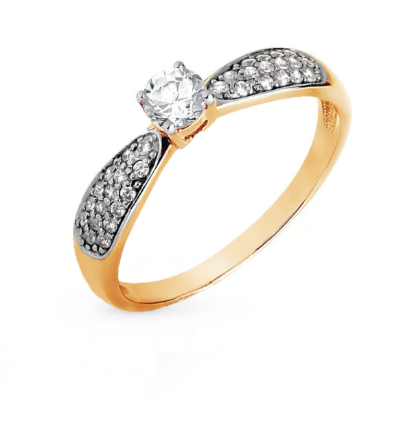 Auksinis žiedas su cirkoniais 17.5 dydis