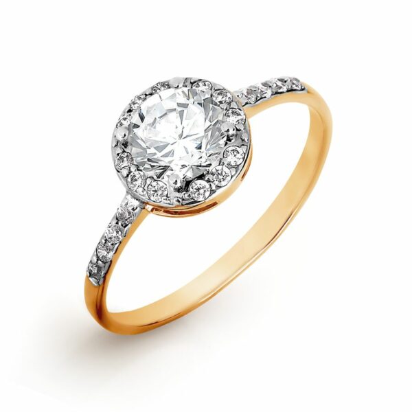 Auksinis žiedas su cirkoniais 17 dydis