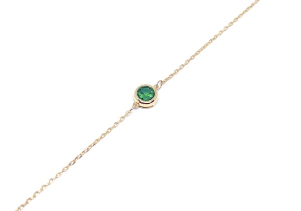 Auksinė apyrankė su žaliu cirkoniu 16,5-18 cm