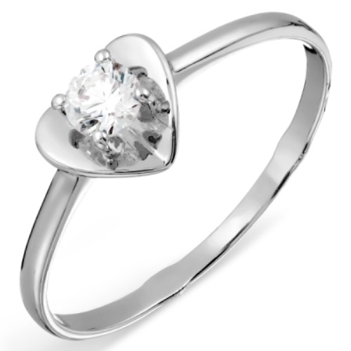 Balto aukso žiedas su cirkoniu 17.5 dydis