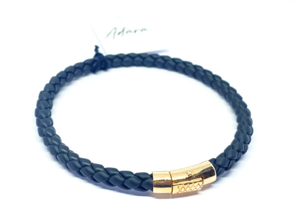 Odinė apyrankė su auksiniu užsegimu 20 cm