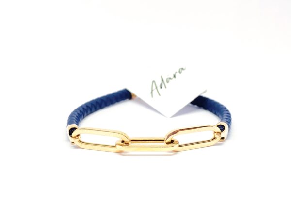 Mėlyno kaučuko apyrankė su auksiniais papuošimais 18.5 cm