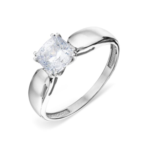 Balto aukso žiedas su cirkoniu 17 dydis