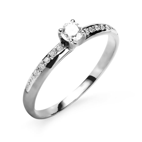 Balto aukso žiedas su cirkoniais 17 dydis