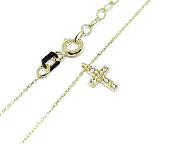 Geltono aukso grandinėlė su kryželiu 40-42 cm