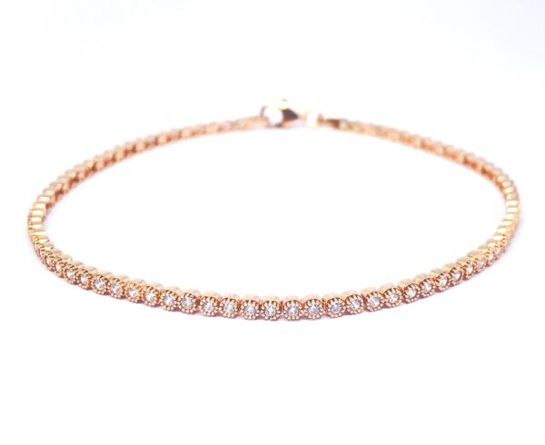 Raudono aukso Tennis tipo apyrankė 19 cm