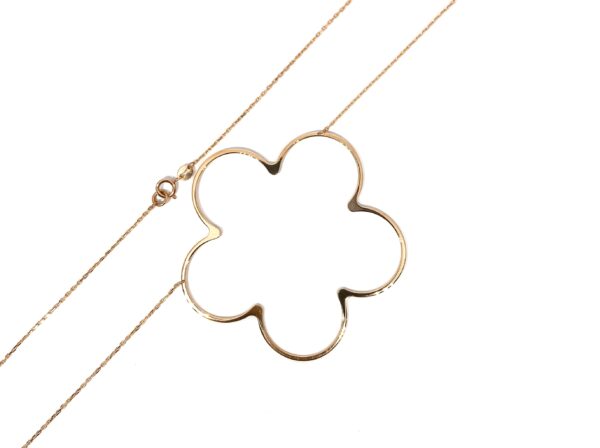 Auksinė grandinėlė su dideliu pakabuku "Gėlė"