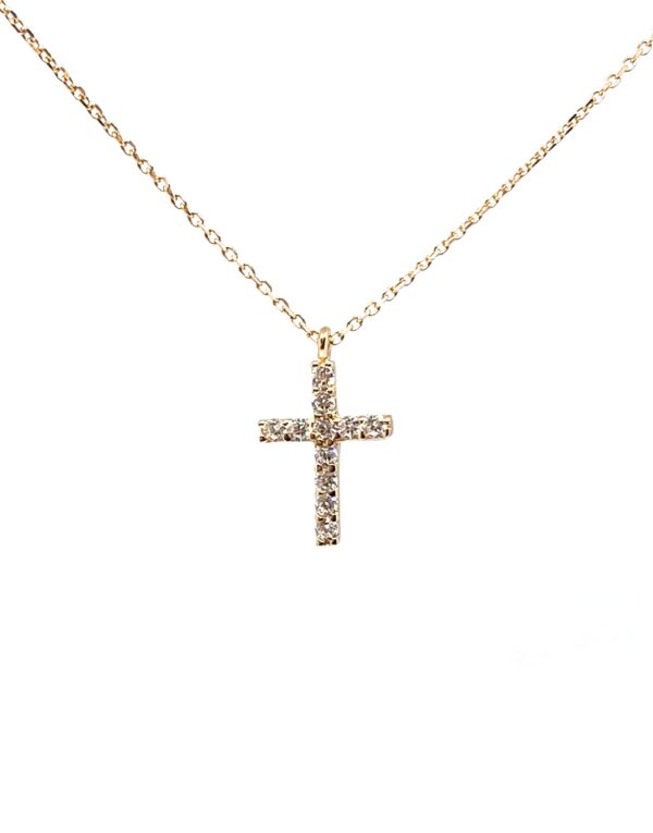 Auksinė grandinėlė "Kryželis" su cirkoniais