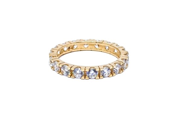 Raudono aukso žiedas su cirkoniais 17,5 dydžio