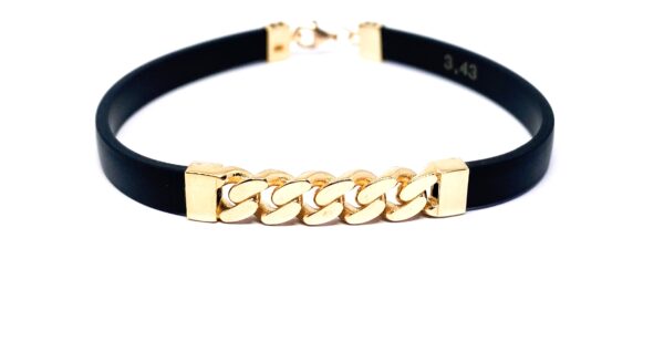 Auksinė apyrankė su kaučuku 18,5 cm