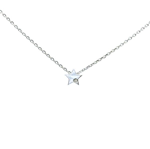 Auksinė grandinėlė su minimalistine žvaigždute su 0,005 ct briliantu
