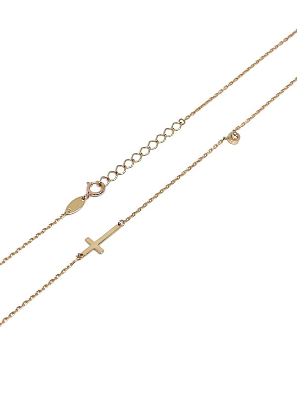 Auksinė grandinėlė su kryželiu ir 0,03 ct briliantu