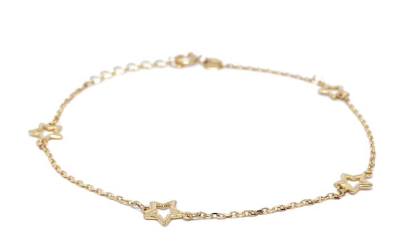 Raudono aukso apyrankė su žvaigždutėmis 16,5 cm - 19 cm